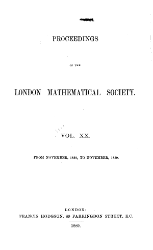 Cover of Proceedings of the London Mathematical Society